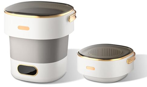 Creperture Lavatrice Pieghevole con Centrifuga, 15L Completamente Automatica Lavatrici con 3 Modalità di Pulizia per Campeggio, Biancheria Intima, Abbigliamento per Bambini, Grigio