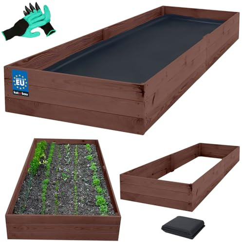 KOTARBAU® - Jardinera de madera impregnada, 120 x 100 x 18 cm, color marrón, Marrón, 240 x 80 x 27 cm, 1 pieza