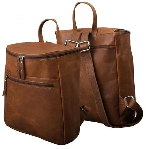 Urban Nomad Büffel-Leder Rucksack, Vintage-Optik, 30 x 25 x 13 cm, Braun, Öl Pull-Up Leder