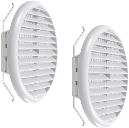 Plikc - Griglia aerazione tonda in ABS con rete anti insetti - MADE IN ITALY (Bianca 125/160mm. - 2 Pezzi)