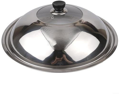 40CM Frying Pan Lid Tempered Glass with Stainless Steel Edge, Perfect Fit for Casserole