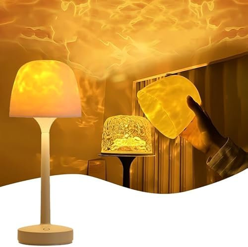 Umikk Lumena Lampe océan, lampe à vagues d'eau, 16 couleurs, rotative, projecteur de ciel étoilé à intensité variable, avec abat-jour et télécommande, lampe de lecture rechargeable pour décoration de