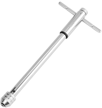 REBECCAGIBSON Rallonge de taraud, tourne-à-gauche pour adaptateur, porte-outils long avec poignée coulissante, support de taraud (argenté)