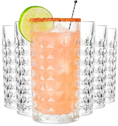 MUVELL 6er Longdrink Gläser Set „Mexico“ - 320 ml Latte Macchiato Gläser & Trinkgläser - 3 mm Glasstärke - ideal als Matcha Gläser, Cocktailgläser & Wassergläser - spülmaschinenfest & bruchsicher