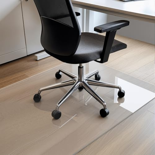 COSYLAND Protector de Suelo para Silla con Ruedas, Alfombra Transparente de Alta Claridad 90 x 120 cm, Tapete de PVC para Oficina, Parquet, Escritorio o Gaming, Antiarrayado y Duradero，Plegable