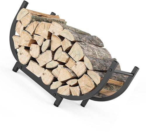 XuQiZZpp Modernes Stahl-Holzregal, wetterfeste Konstruktion, einfache Montage, 76,2 cm, Kaminholz-Organizer für drinnen und draußen