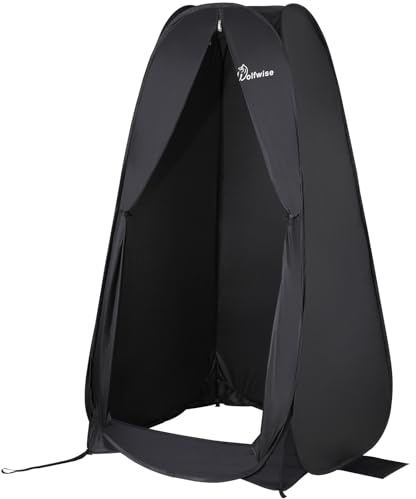 Wolfwise Pop-Up Duschzelt Camping & Umkleidezelt – Kompakt & Leicht, Schneller Aufbau, WC- und Privatzelt, Wasserfest, UV-Schutz, Strand, Hoch Breit 39 (98 cm), Höhe 69 (175 cm), Schwarz