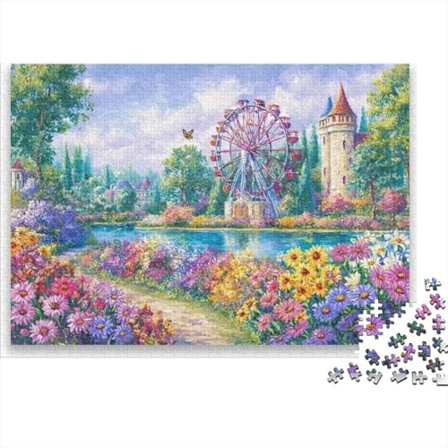 Ferris Wheel Garden Ferris Wheel Castle Floral Park Jigsaw Puzzle 1000Pc Fun Present & Activity for Home Adults Kids 70x50cm/1000pcs