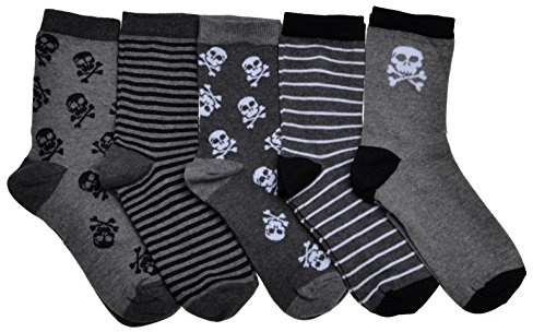 5 Pairs of Skulls & Stripes Halloween socks