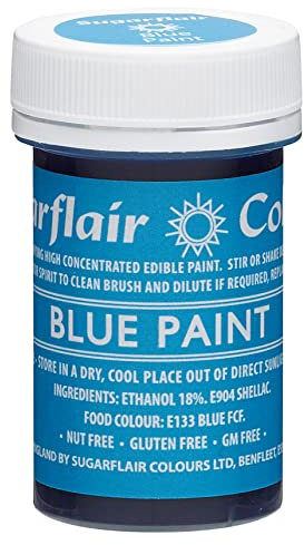 Sugarflair Blue Edible Food Paint, for Painting Icing, Sugar Pastes, Flower & Modelling Pastes, Royal Icing, Marzipan & Buttercream - 20g