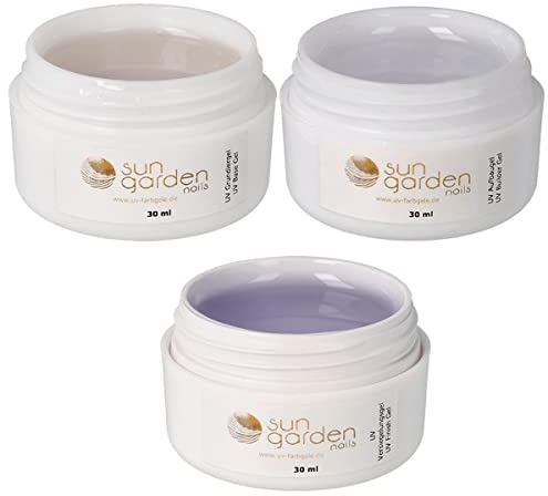 UV Gel Set 3 x 30ml - Grundiergel + Aufbaugel + Finishgel