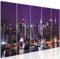 decomonkey Bilder New York NY 200x80 cm 5 Teilig Leinwandbilder Bild auf Leinwand Wandbild Kunstdruck Wanddeko Wand Wohnzimmer Wanddekoration Deko Panorama Hochhäuser City