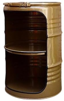 Srm - Design Fassregal Fassmöbel Regalfass Design Regal Ölfass Möbel 210 Liter Volumen Farbe Gold inkl. 2 Lampenfassungen für E27 Leuchtmittel