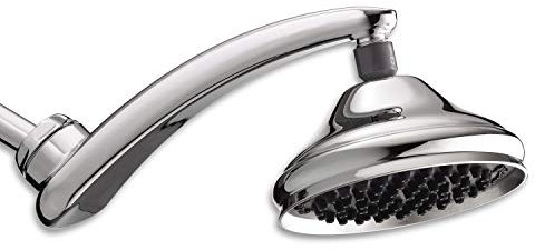 Pommeau de douche à effet pluie, montage fixe, bras réglable, finition chromée, 15,2 cm. -RPB173E