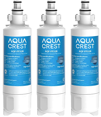 3X AQUACREST 257760 Fridge Water Filter, Compatible with Panasonic CNRAH-257760 125950 NR-B53V1 NR-B53V1-WB/X1D NR-BG53V2 NR-BG53VW2 NR-B53V2-XE NR-B54X1-WB/E EFF-6032B AH-PCN FL-330 FFL-170P