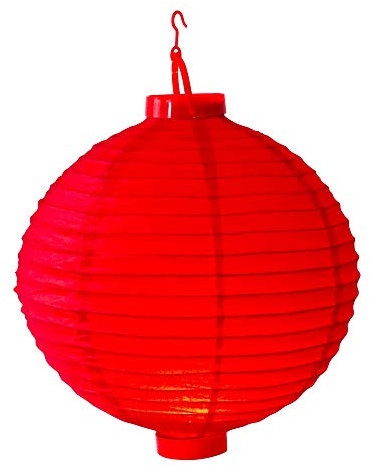 LED-Lampion, Rot, 30 cm – Lampion, Papier, Rot, mit integrierter LED – Laterne für Dekoration Hochzeit, Geburtstag, Partys