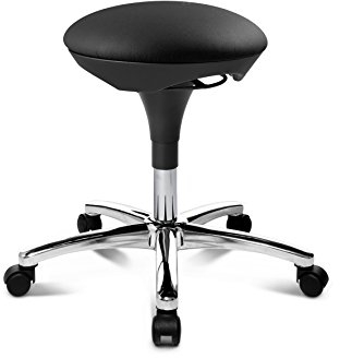 TOPSTAR Hocker Hoc 20 mit Softex-Bezug (abwischbar) schwarz - Rollhocker Drehhocker mit Hartbodenrollen