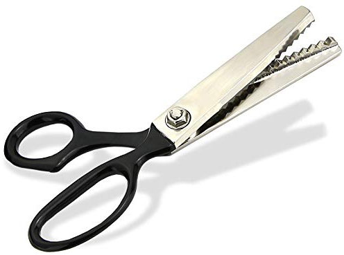 Zackenschere Stoffschere Textilschere Zickzack-Schere - Schneiderschere Bastelschere Rostfrei 19,5 cm ideal für Textilien und Papier (Edelstahl Softgriff) Silber