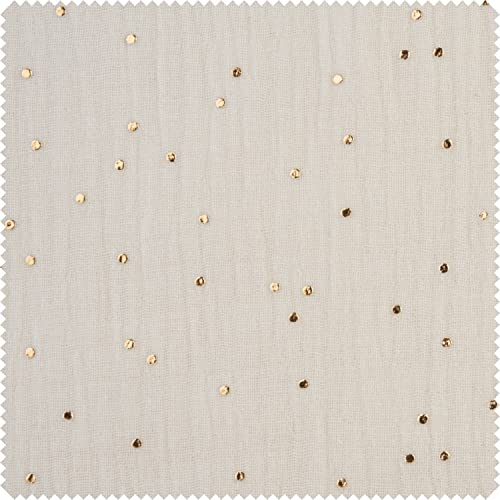 Musselin Baumwoll-Stoff Goldene Punkte, B 130 cm, Meterware Creme