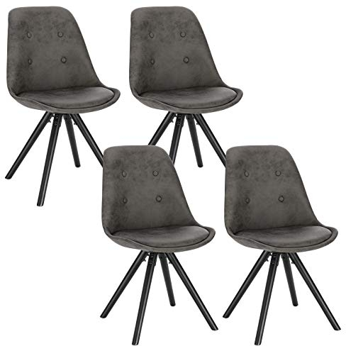WOLTU Esszimmerstühle 4er Set, Küchenstuhl, Skandinavisch Design, schminktisch Stuhl, Loungesessel, Polsterstuhl, Retro Design Gepolsterter Stuhl, Sitzfläche aus Stoffbezug, Anthrazit, BH268an-4