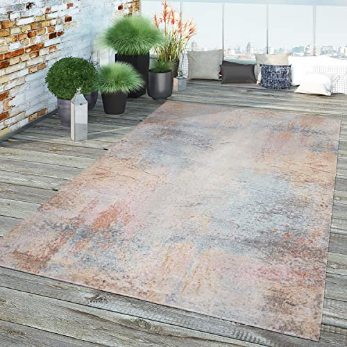 TT Home In-& Outdoor Teppich Küche Wohnzimmer Wetterfest Balkon Vintage Design Abstrakt, Farbe:Bunt, Größe:120x170 cm