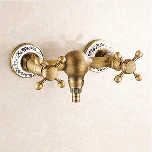 Rubinetti esterni Kit Rubinetti da giardino Rubinetti da esterno Nuovo arrivo Stile europeo Fissato al muro Lavatrice in ottone calda e fredda Rubinetto Rubinetto da giardino antico Rubinetto da est