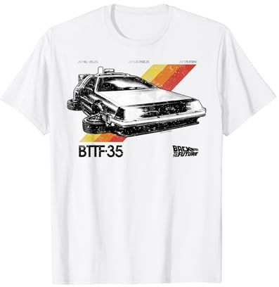 Back To The Future 35th Retro Stripe DeLorean T-Shirt