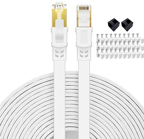 Cat 8 Ethernet Cable 50 ft High Speed Flat Internet Network RJ45 Cable Shielded 2000Mhz 40Gbps LAN Patch Cables Cords for