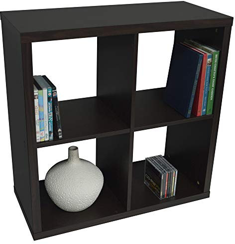WATSONS CUBE - 4 Cubby Square Display Shelves/Vinyl LP Record Storage - Dark Oak