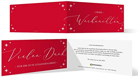 20 x Individuelle Firmen Weihnachtskarten geschäftlich DIN Lang Klappkarte - Weihnachtsglanz