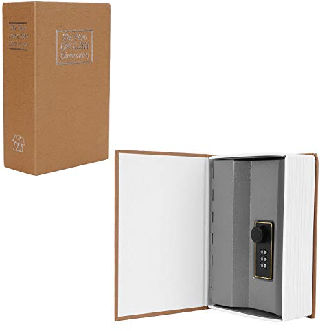 HERCHR Caja de seguridad en forma de libro, Portátil desvío de libros, Estuche para guardar joyas, Simulación Libro Caja Fuerte con cerradura de combinación para Dinero, Pasaporte y Efectivo
