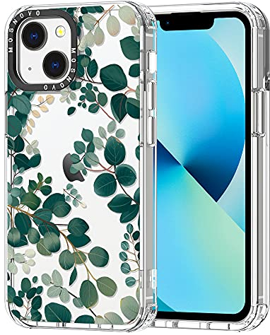 MOSNOVO für iPhone 13 Mini Hülle – Durchsichtige, schlanke, stoßfeste TPU+PC-Handyhülle, [6,6 Fuß Fallschutz/Anti-Abziehen] - Eukalyptus
