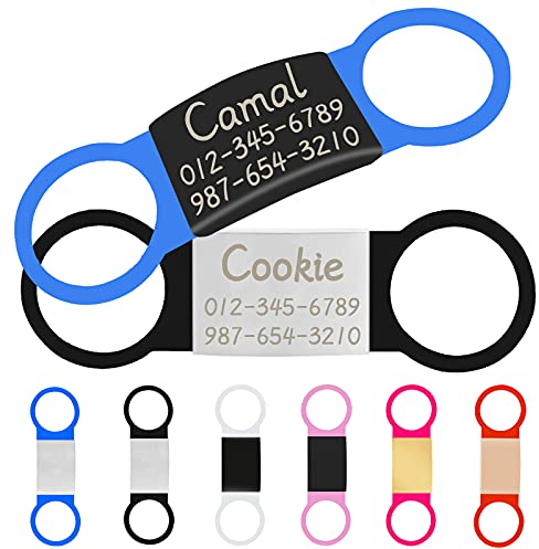 CAMAL Chapa Perro Grabada, 2 Piezas Etiquetas de Identificación para Perros y Gatos, Combinación Libre de Colores, Chapas Personalizadas
