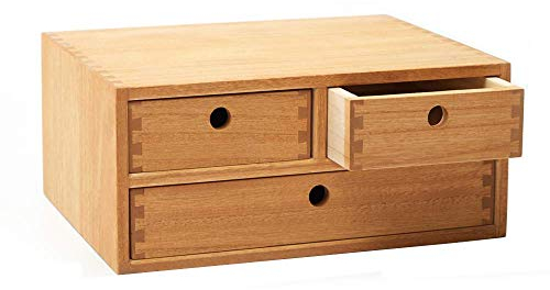 KIRIGEN Schreibtisch-Organizer aus Holz Bürobedarf Ablage aufgeräumt Aufbewahrungsregal Schrank Schmuck Organizer mit 3 Schubladen Natur