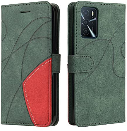Oppo A16 / A16S / A54S Wallet Case, Soft Leather Wallet Case Flip Folding Shockproof Cover with Credit Card Slots Stand Magnetic Protective Compatible with Oppo A16 / A16S / A54S Phone Case, Green