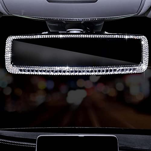 Rigrer Bling Auto Rückspiegel Zubehör für Frauen Herren, Universal Kristall Diamant Strass Auto Rückspiegel Abdeckung Styling Innendekoration Auto Innenverkleidung für Mädchen Geburtstagsgeschenk