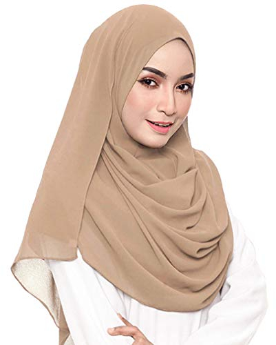 KAVINGKALY Christliches Kopftuch für damen Hijab Frauen Muslima Kopftücher Weiche Blase Chiffon Hijab Islamische Chiffon schal für Frauen(Nude)