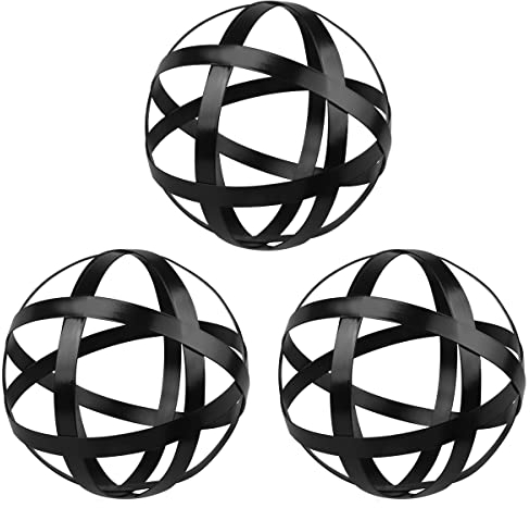 YiYa Black Decorative Sphere Set of 3 - Metal Ball Decoration for Living Room, Bedroom, Kitchen, Office - Table Decor for Coffee Table and Desk