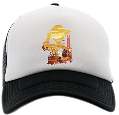 One Piece Luffy Sunset Good Day to Sail Männer Frauen Unisex Baseball Kappe Schwarz Weiss Men Women Cap Black White