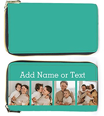 Glooraca Personalisierte Foto Geldbörse Damen Geldbörse mit Mehreren Kartenfächern Leder Geldbörse Große Kapazität Personalisierte Foto Brieftasche für Benutzerdefinierte Geschenke (G)