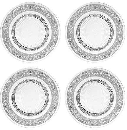 LOLAhome Juego de platos de cristal transparentes tallados modelo Romance (4, 25 cm)