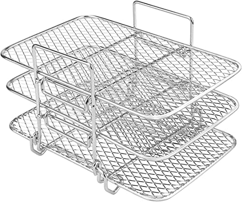 Air Fryer Racks for Ninja Dual 3 Layers Stainless Steel Stacking Bacon Racks Multi-Purpose Air Fryer Accessories Layered Dehydrator Racks Accessories for Salter/Tower/EMtronics Double Drawer Fryer