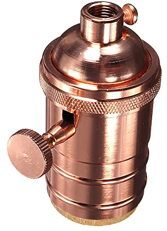 Retro Lampenfassung, Edison Antik Aluminium Pendelleuchte Sockel mit Drehschalter für E26/E27 Leuchten DIY (Rot Bronze)