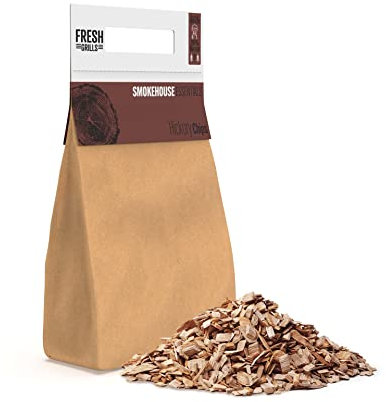 Fresh Grills Hickory Wood BBQ Smoker Chips 9L (2100g) – 100% Natural Wood for Pizza Oven, Kamado Grill, Smoker – Rich Smoky Flavour – Low Moisture, High Heat – Eco-Friendly, Plastic-Free Packaging