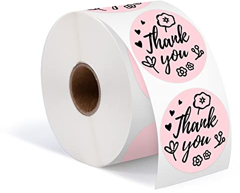 Phomemo 2 Runde Rosa Etiketten 750 Etiketten/Rolle, kompatibel mit MUNBYN, Phomemo, Polono Etikettendrucker, BPA-freie Versandetiketten Selbstklebende Thermoetiketten für Logo, Code, DIY-50x50mm
