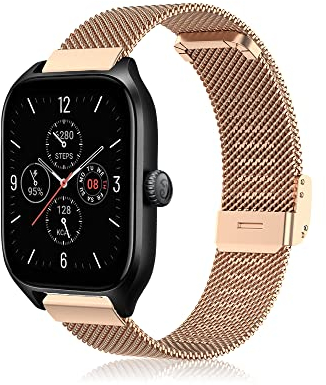 Niboow 20mm Metallo Cinturino per Amazfit GTS 4/GTS 3/GTS 4 Mini/GTS 2 Mini/GTS 2e/GTS 2/GTR 42mm, Inossidabile Ricambio Braccialetto per Amazfit Bip 3 Pro/Bip 3/Bip/Bip S/Bip Lite/Bip U Pro-Oro Rosa