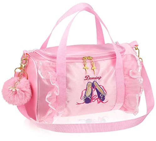 VALICLUD Balletttanztaschen Mit Pom Pom Schlüsselanhänger Für Mädchen Gymnastikhandtasche