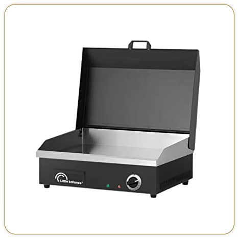 LITTLE BALANCE 8668 Snack Plus Black Edition, Plancha électrique 6-8 personnes, Plaque de cuisson acier anti-adhésive 8mm, Couvercle, 2900 W, Noir