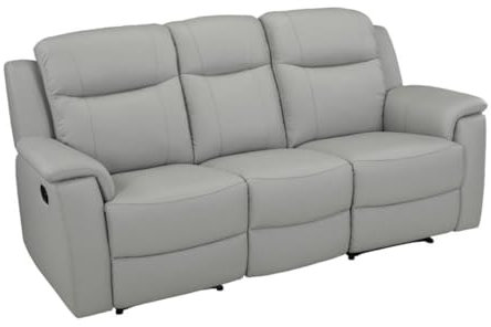 Vente-unique-Relaxsofa Leder 3-Sitzer - Hellgrau - Evasion