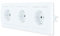 Lina, interruttore della luce, prese con telaio, set completo, presa da incasso UP Schuko, interruttore a parete (Lina, 3 prese, colore bianco, con telaio H1-C51GM-3 scomparti)